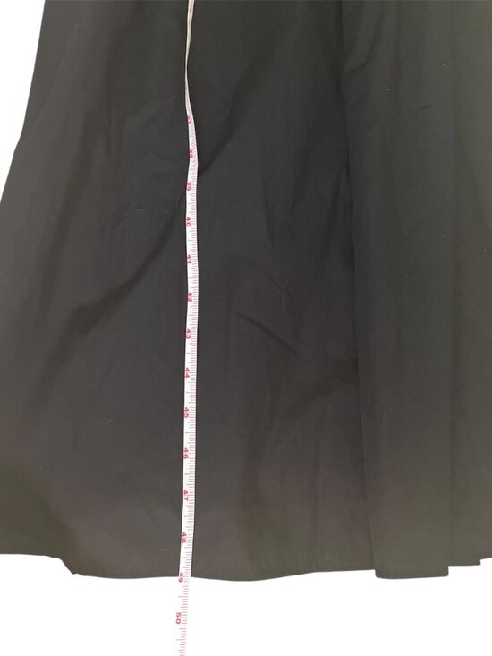 Zara Black Belted Midi Dress Large V-Neck Spaghetti Strap Organic Cotton NWT - Picture 10 of 10